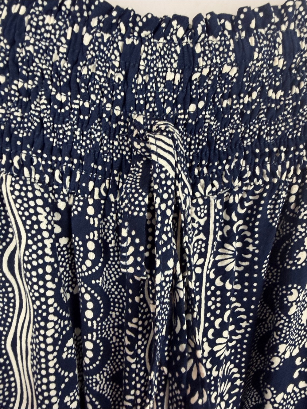BloomChic Wide Leg Palazzo Pants Plus Size 14/16 Navy White Boho Pull On - Picture 6 of 10